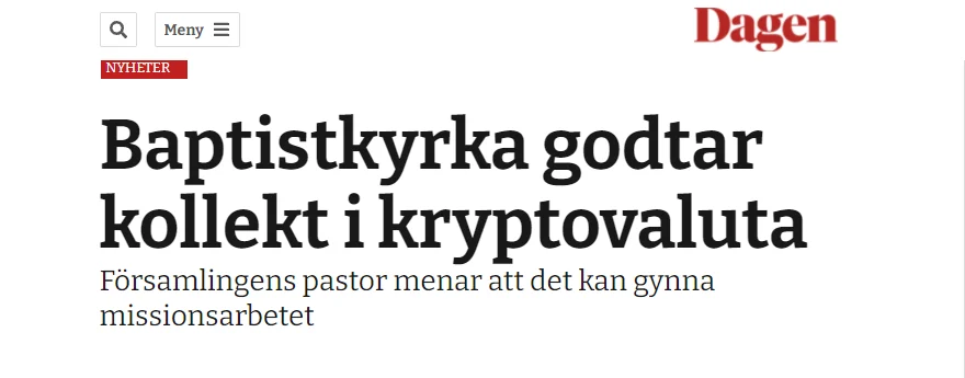 Nu kan man betala sin kollekt med kryptovaluta.