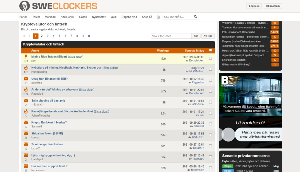 Sweclockers forum för kryptovalutor och fintech lockar mängder med besökare. Det är en bra plats att få kunskap.